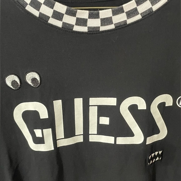Guess x J. Balvin Checkered Look Over There Eyes Shirt Size Medium - Picture 2 of 5